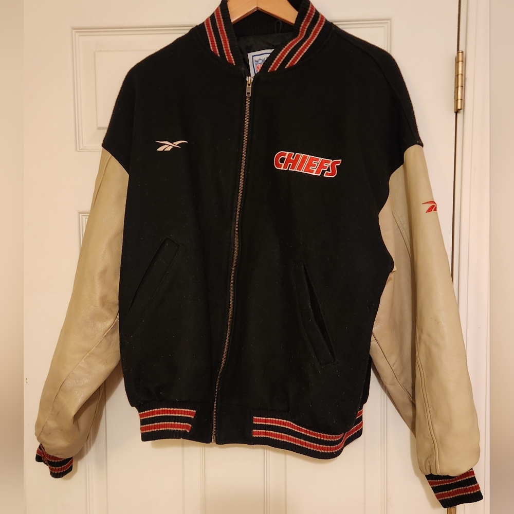 Kansas City Chiefs, Vintage 90s, Reebok Proline, letterman jacket, Size Large
